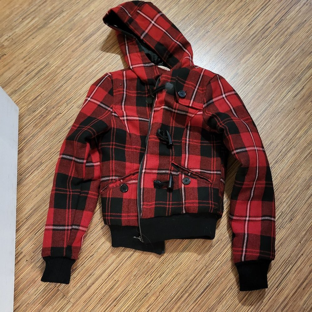 Red black bomber jacket